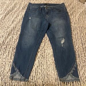 1822 Denim Blue Distressed Ankle Jeans